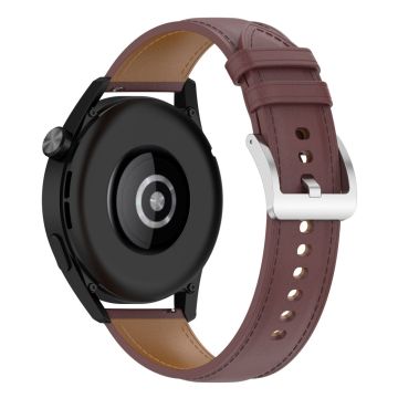 22mm Universal stitching line style cowhide watch strap - Dark Brown