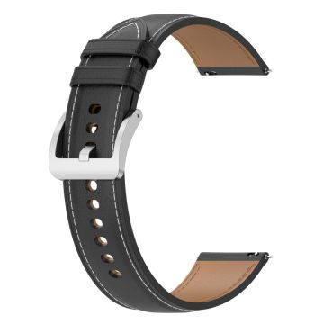 20mm Universal stitching line style cowhide watch strap - Black