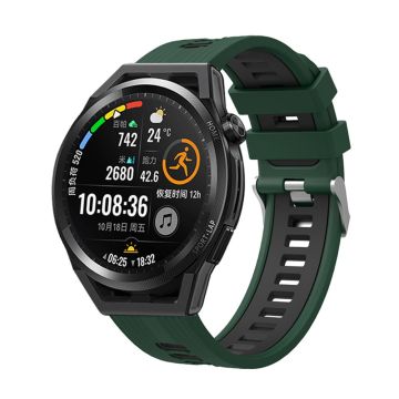 22mm Universal dual color silicone watch strap - Blackish Green / Black