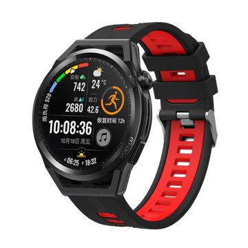 22mm Universal dual color silicone watch strap - Black / Red