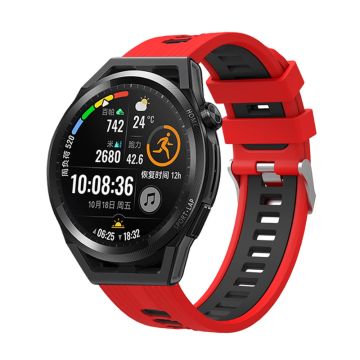 22mm Universal dual color silicone watch strap - Red / Black