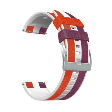 22mm Universal three color design silicone watch strap - Purple / White / Red