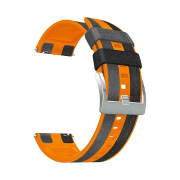 22mm Universal three color design silicone watch strap - Black / Orange / Grey