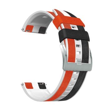 22mm Universal three color design silicone watch strap - Black / White / Red