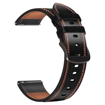 22mm Universal microfiber leather watch strap - Black