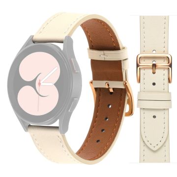 20mm Universal textured genuine leather watch strap - Beige