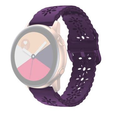 20mm Universal plum blossom silicone watch strap - Dark Purple