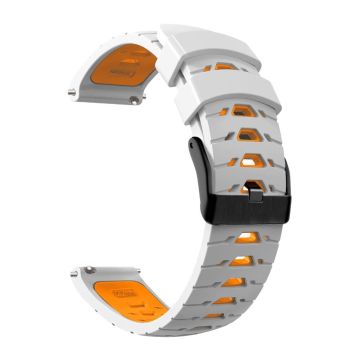 20mm Universal dual color silicone watch strap - White / Orange