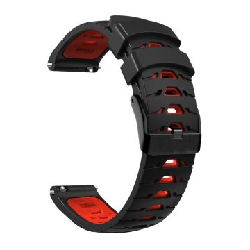 20mm Universal dual color silicone watch strap - Black / Red