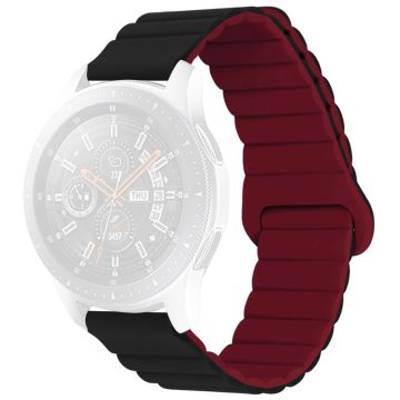 20mm Universal silicone watch strap - Black / Wine Red