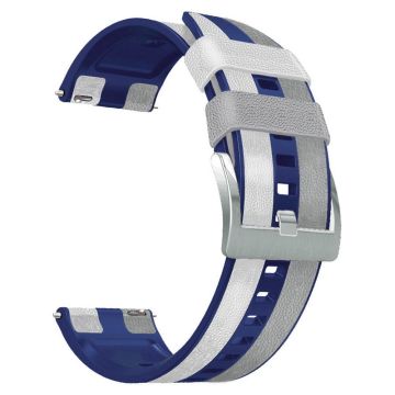 22mm Universal color splicing silicone watch strap - Grey / White / Blue