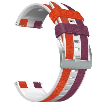 22mm Universal color splicing silicone watch strap - Purple / White / Red