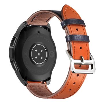 22mm Universal genuine leather watch strap - Orange / Indigo