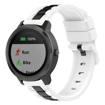 Dual color silicone watch strap for Garmin and Samsung watch - White / Black