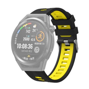 20mm Universal dual color silicone watch strap - Black / Yellow