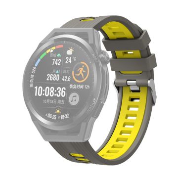 20mm Universal dual color silicone watch strap - Grey / Yellow