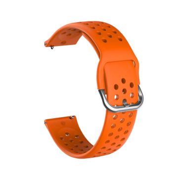 22mm Universal round hole style silicone watch strap - Orange / Silver Buckle