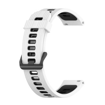 20mm Universal dual color stripe style watch strap - White / Black