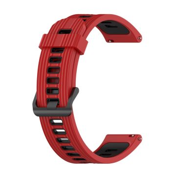 20mm Universal dual color stripe style watch strap - Red / Black