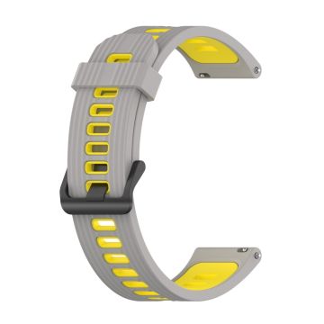 20mm Universal dual color stripe style watch strap - Grey / Yellow