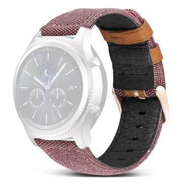 22mm Universal canvas coated genuine leather watch strap - Rose