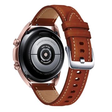 20mm Universal genuine leather watch strap with silver buckle - Brown