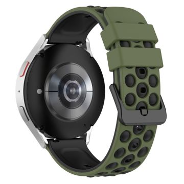 22mm Universal silicone watch strap - Army Green / Black