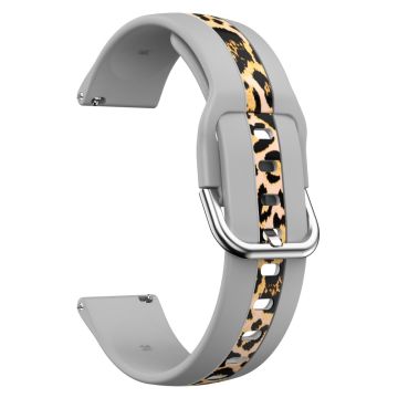 20mm Universal fadeless pattern silicone watch strap - Grey Leopard Print