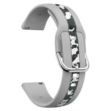 20mm Universal fadeless pattern silicone watch strap - Grey / Grey Camouflage