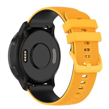 22mm Universal dual color grid pattern silicone watch strap - Yellow / Black