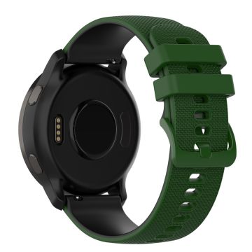 22mm Universal dual color grid pattern silicone watch strap - Army Green / Black