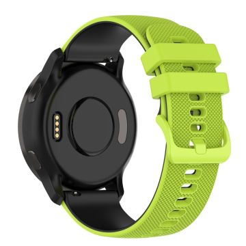 22mm Universal dual color grid pattern silicone watch strap - Lime / Black