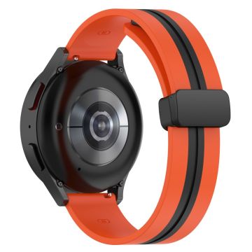 20mm Universal dual color silicone watch strap with magnetic folding buckle - Orange / Black