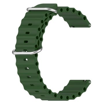 20mm Universal wave design silicone watch strap - Army Green