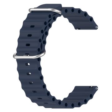 20mm Universal wave design silicone watch strap - Dark Blue