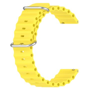 20mm Universal wave design silicone watch strap - Yellow