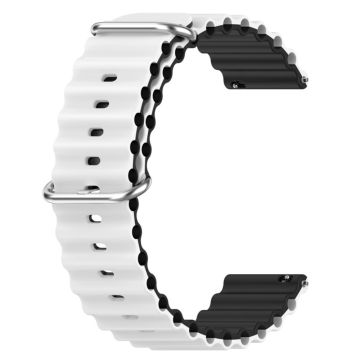 20mm Universal dual color silicone watch strap - White / Black