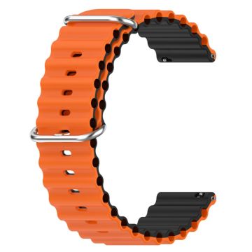 20mm Universal dual color silicone watch strap - Orange / Black