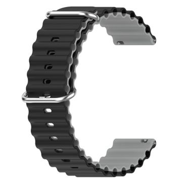 20mm Universal dual color silicone watch strap - Black / Grey