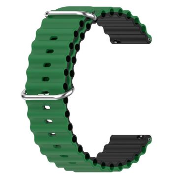 20mm Universal dual color silicone watch strap - Green / Black