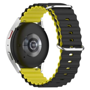 22mm Universal dual color silicone watch strap - Black / Yellow