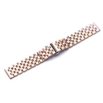 22mm Universal 5-bead metal watch strap - Rose Gold