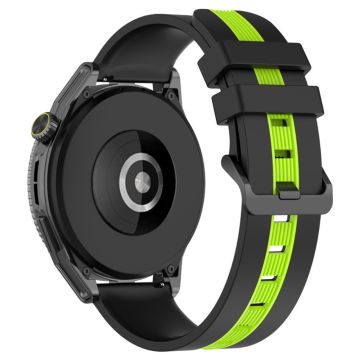 22mm Universal dual-color silicone watch strap - Black / Lime