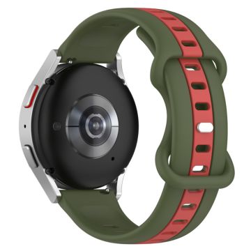 20mm Universal dual-color silicone watch strap - Army Green / Red