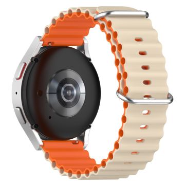 20mm Universal dual color silicone watch strap - Beige / Orange