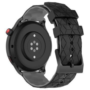 22mm Universal dual color football pattern style strap - Black / Grey