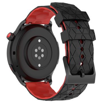 22mm Universal dual color football pattern style strap - Black / Red