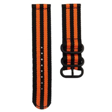 22mm Universal nylon strap - Black / Orange