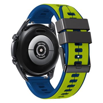 22mm Universal dual color silicone strap - Lime / Blue