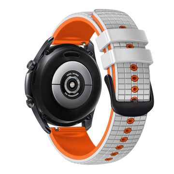 20mm Universal grid texture on silicone strap - White / Orange